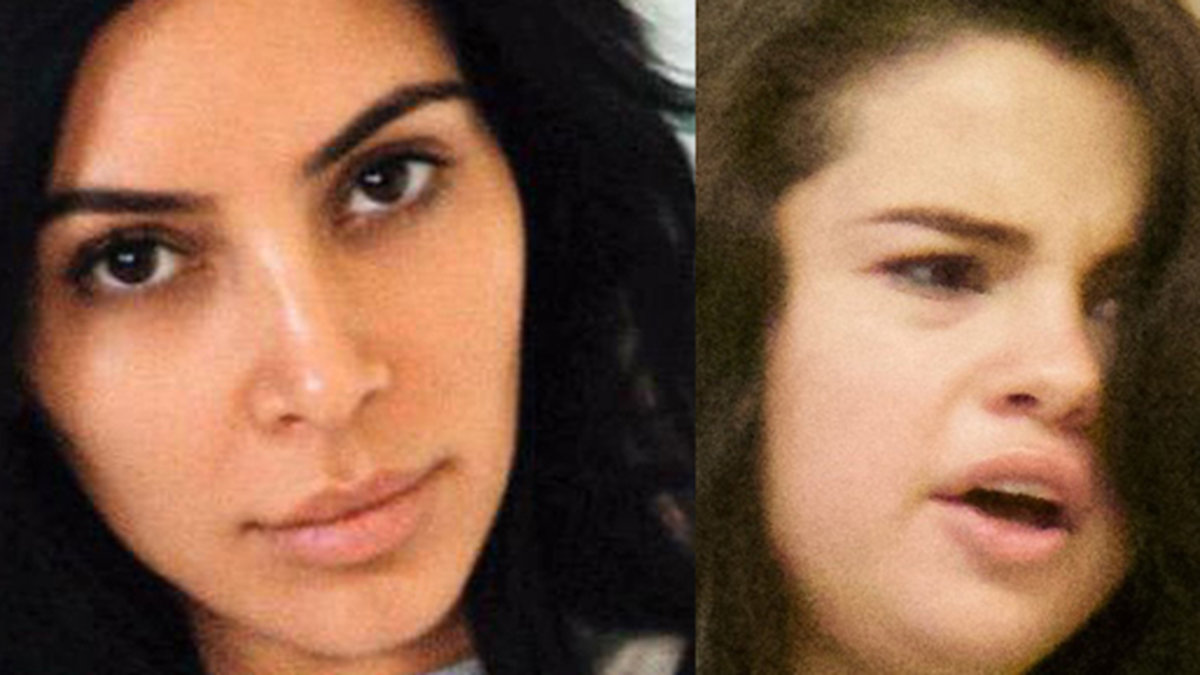 Kim Kardashian och Selena Gomez är några av kändisarna som vi ser osminkade i klippet. 