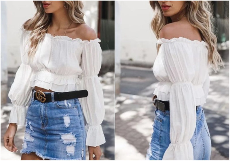 Off-shoulder topp