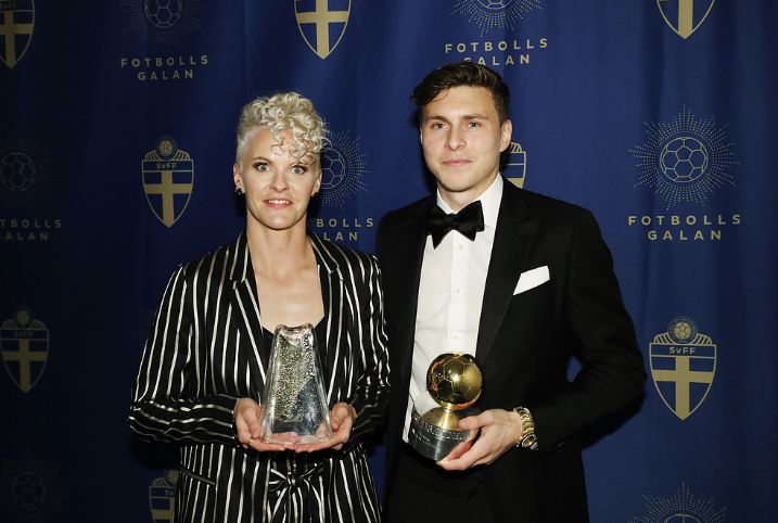 Nilla Fischer och Victor Nilsson Lindelöf på Fotbollsgalan 2018 Nilla Fischer och Victor Nilsson Lindelöf på Fotbollsgalan 2018