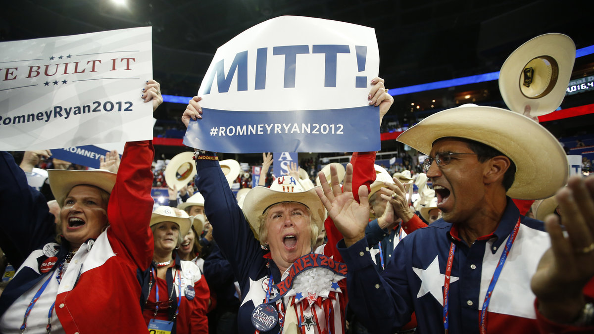 Glada deltagare på republikanernas konvent. Men vissa gjorde sig skyldiga till en rasistskandal.
