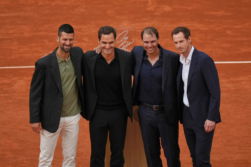 Rafael Nadal, tvåa från höger, med Novak Djokovic, Roger Federer och Andy Murray.