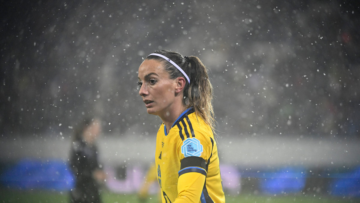 Sveriges Kosovare Asllani under fredagens Nations League-match mot Schweiz.