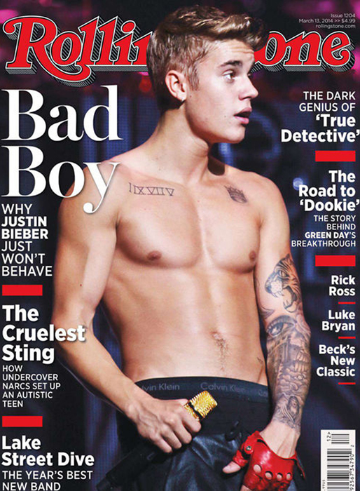 Justin Bieber visar musklerna på omslaget av Rolling Stone. Justin Bieber visar musklerna på omslaget av Rolling Stone.