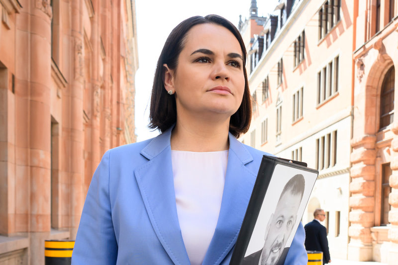 Litauenbaserade belarusiska oppositionsledaren Svetlana Tichanovskaja, gift med tidigare fängslade oppositionsledaren Sergej Tichanovskij. Arkivbild.