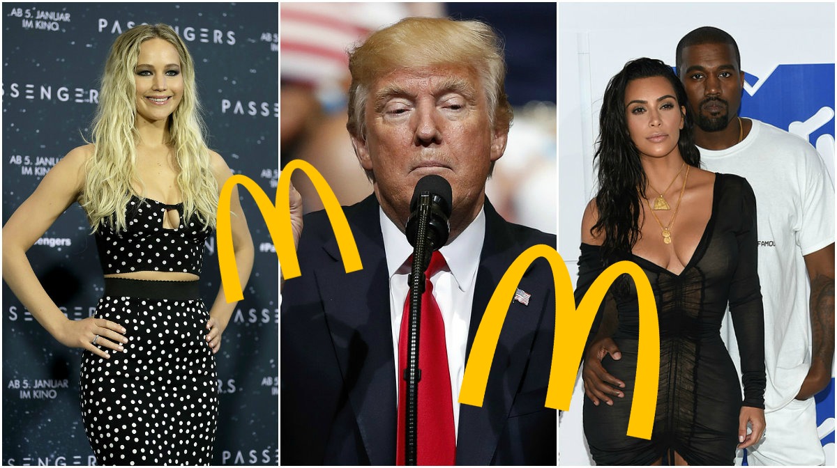 Jennifer Lawrence, Kim Kardashian, Heidi Klum, Kanye West, McDonalds