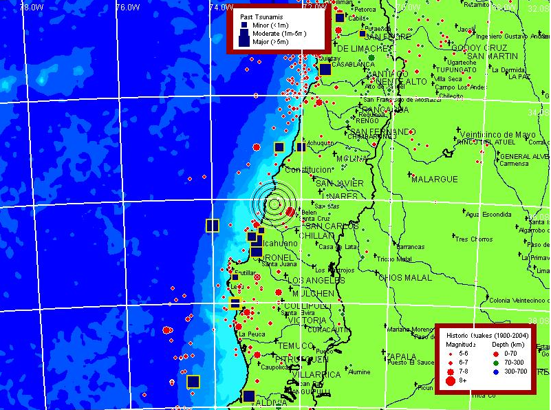 Jordskalv, Naturkatastrof, Chile, USA, Jordbävning
