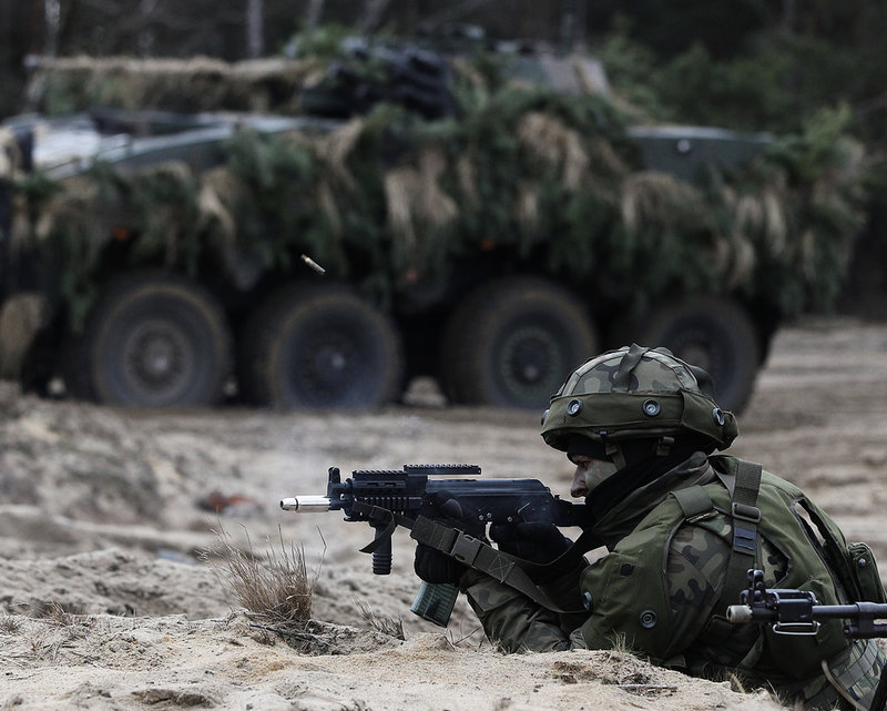 Nato-stridsvagnar under en övning i Polen 2019. Arkivbild.