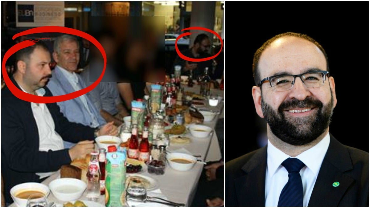Till höger syns Ilhan Senturk, Grå vargarnas ordförande, och Barbaros Leylani, tidigare vice ordförande för Turkiska riksförbundet. 