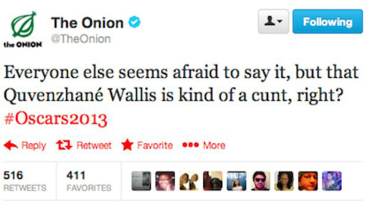 Så här såg Tweeten ut som The Onion kablade ut. 