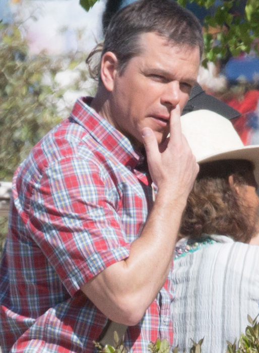 Matt Damon spelar in film i Los Angeles. Matt Damon spelar in film i Los Angeles.