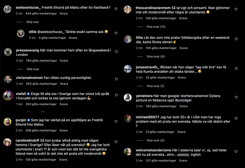 Reaktioner på Rebecca Fergusons intervju i Efter fem Reaktioner på Rebecca Fergusons intervju i Efter fem