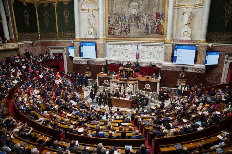 Nationalförsamlingen i Paris under måndagens omröstning.
