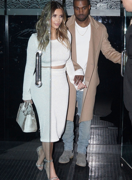 Kim och Kanye lämnar restaurangen Mr Chow i Beverly Hills. Kim och Kanye lämnar restaurangen Mr Chow i Beverly Hills.