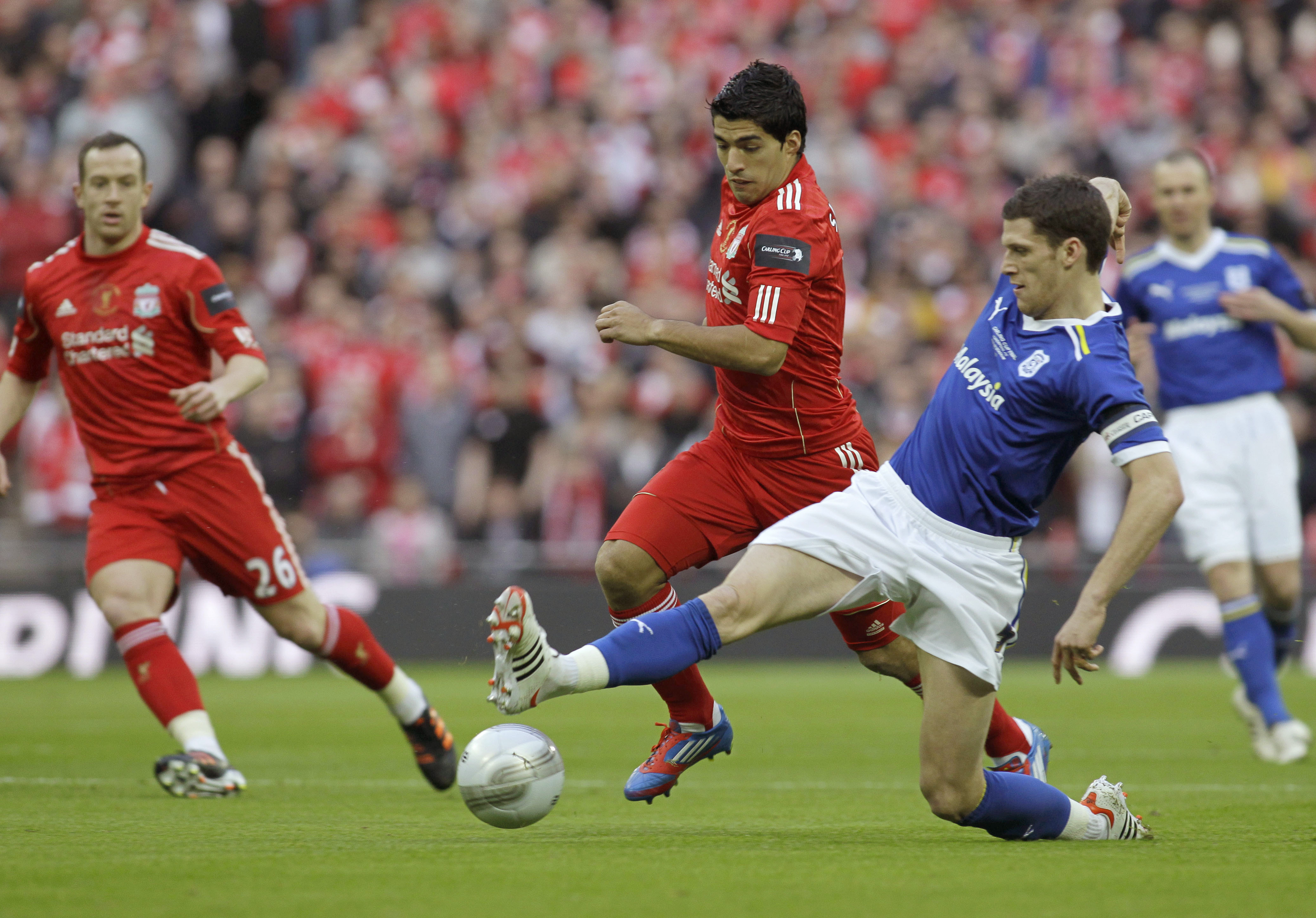 Luis Suarez kom aldrig till skott för Liverpool.