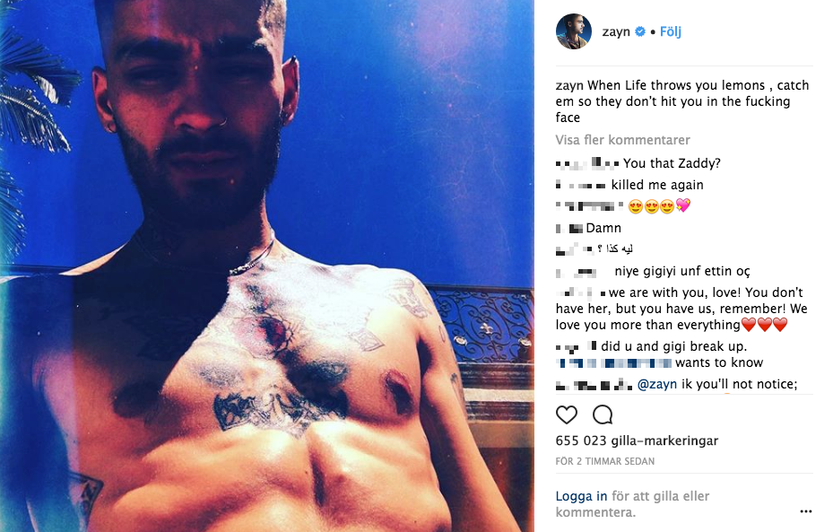 Zayn Malik skriver bittert på Instagram Zayn Malik skriver bittert på Instagram