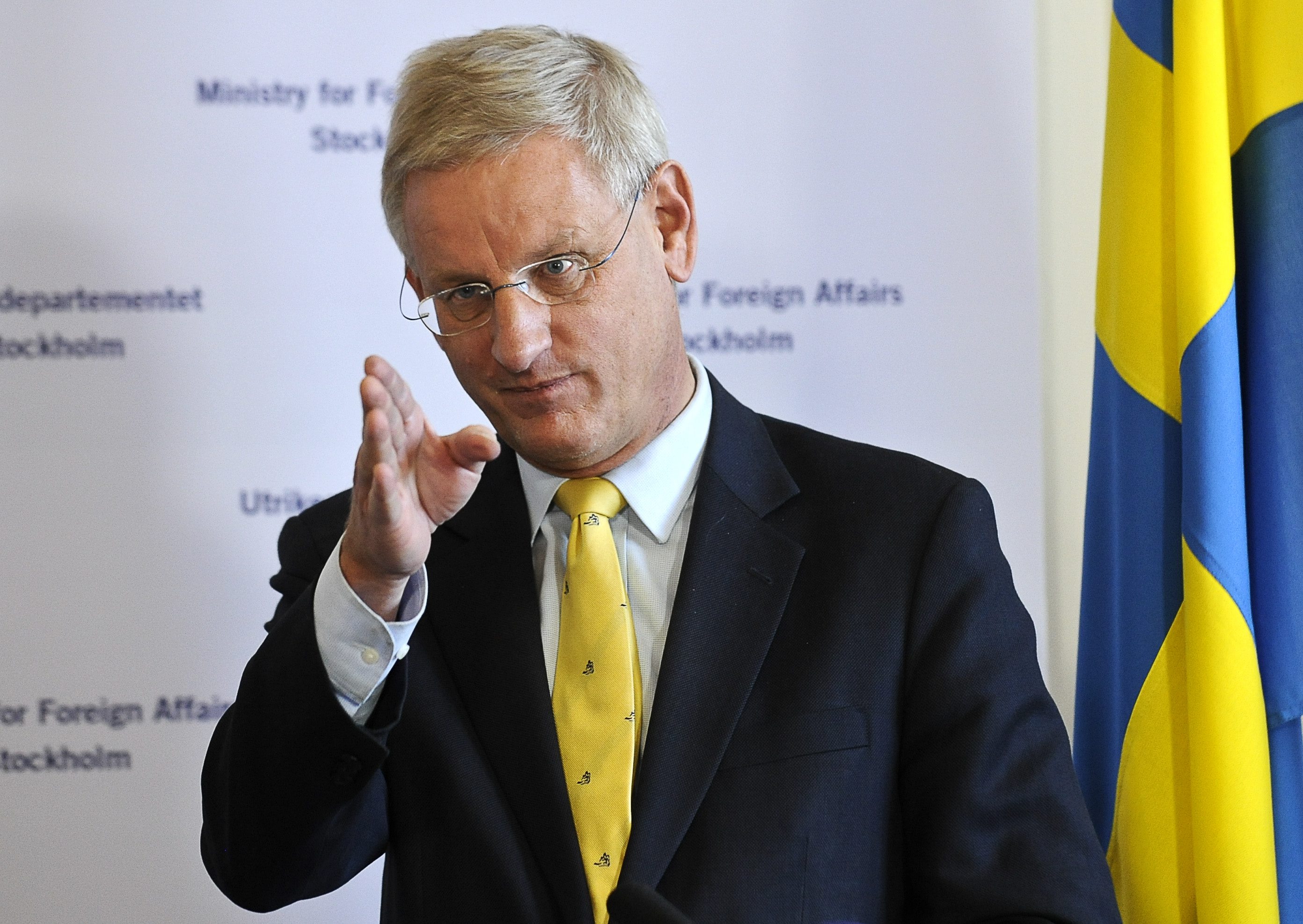 Utrikesminister Carl Bildt menar att Sverige bör handla med diktaturer för att dessa länder på sikt ska kunna bli demokratiska.