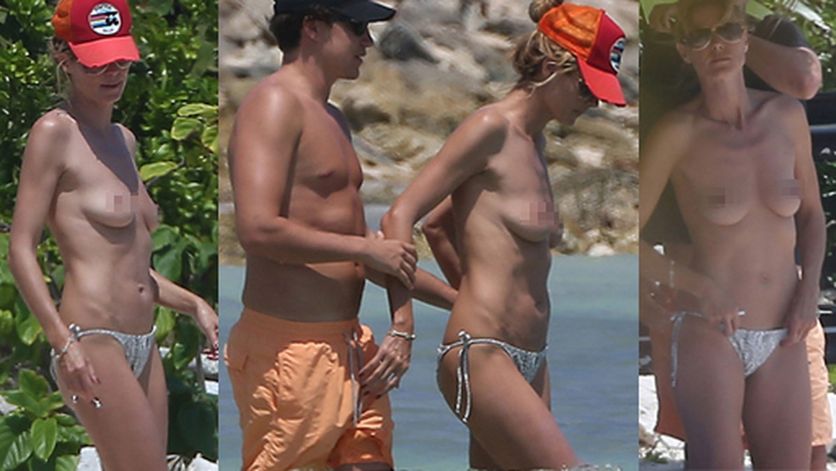 Heidi Klum solade topless i Mexiko.