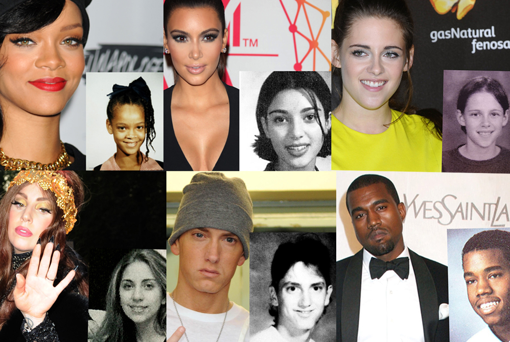 Rihanna, Kim Kardashian, Kristen Stewart, Lady Gaga, Eminem och Kanye West är bara några av kändisarna vars skolfoton vi tar del av. Rihanna, Kim Kardashian, Kristen Stewart, Lady Gaga, Eminem och Kanye West är bara några av kändisarna vars skolfoton vi tar del av.