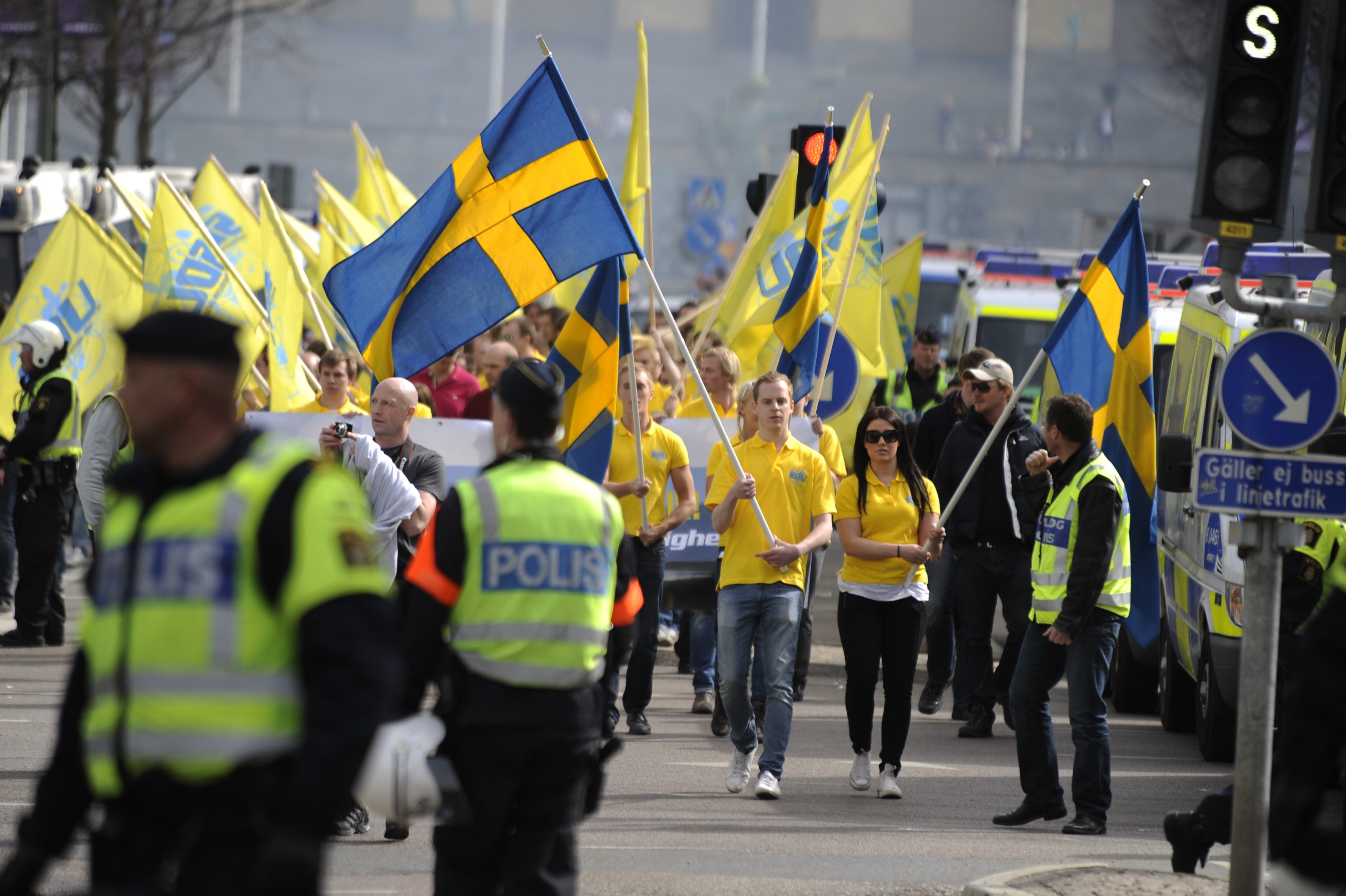 Bild från en SDU-demonstration i Göteborg.