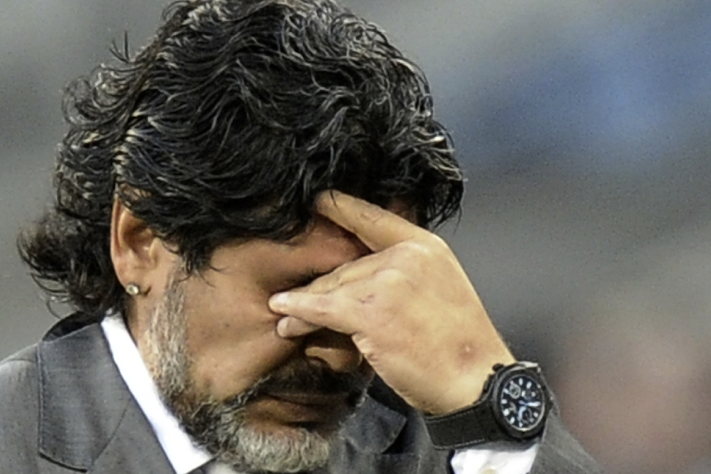 Maradona kunde inte tro sina ögon när hans Argentina kördes över med hela 4-0 mot Tyskland.