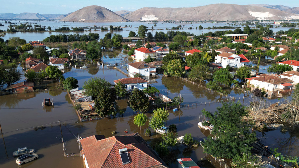 Översvämningar i centrala Grekland i september förra året.