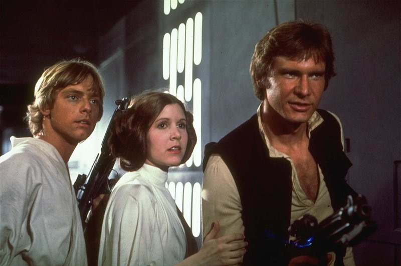Harrison Ford som Han Solo i Star Wars och prinsessan Leia och Luke Skywalker Harrison Ford som Han Solo i Star Wars och prinsessan Leia och Luke Skywalker