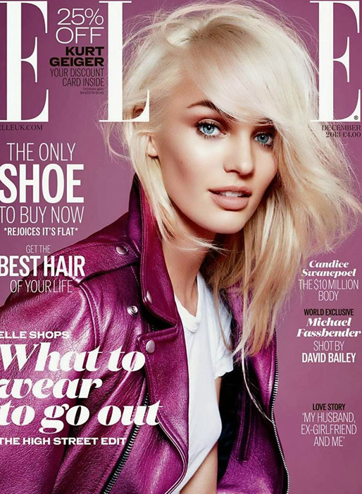 Candice Swanepoel på omslaget till Elle. 