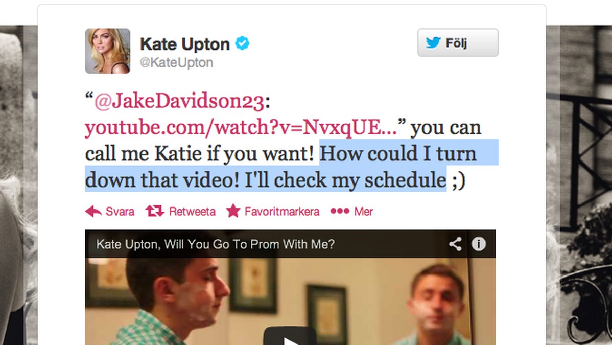 Senare tweetade Upton så här.