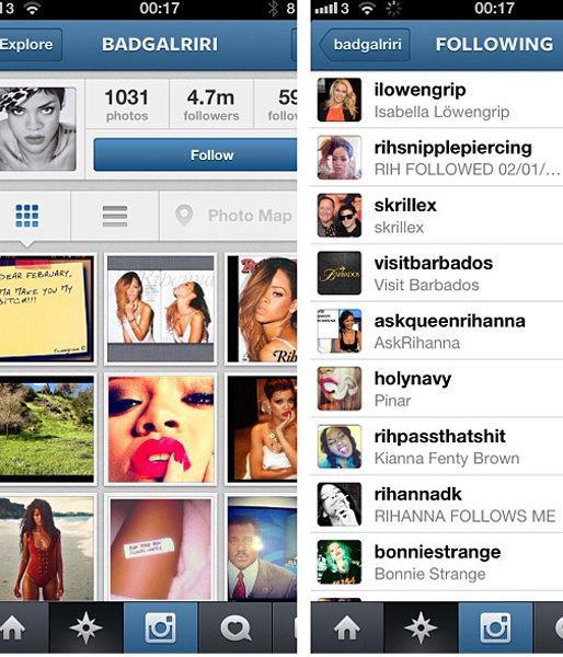 Rihanna följer hennes på Instagram. Själv har hon över 4,7 miljoner följare. 