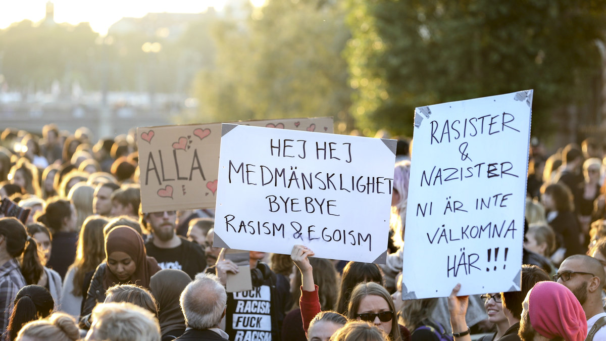 Demonstration mot rasism i Stockholm.