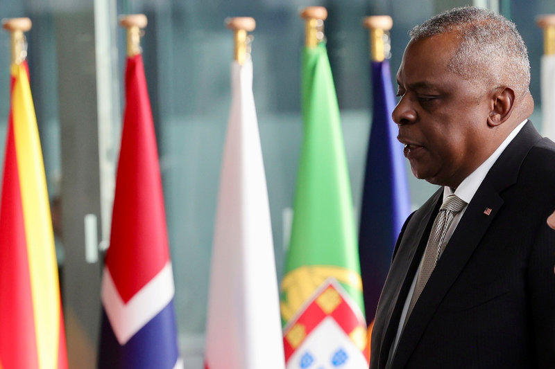 USA:s försvarsminister Lloyd Austin på plats för Natomötet i Bryssel.