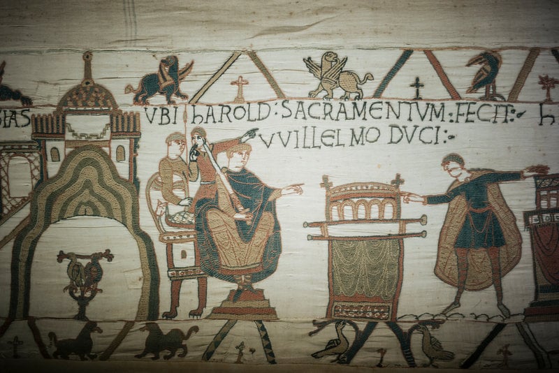 Detalj från bonaden. Arkivbild.