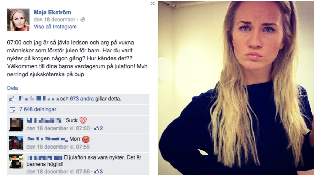 Maja Ekström är förbannad på vuxna människor som förstör julen för barn med alkohol.