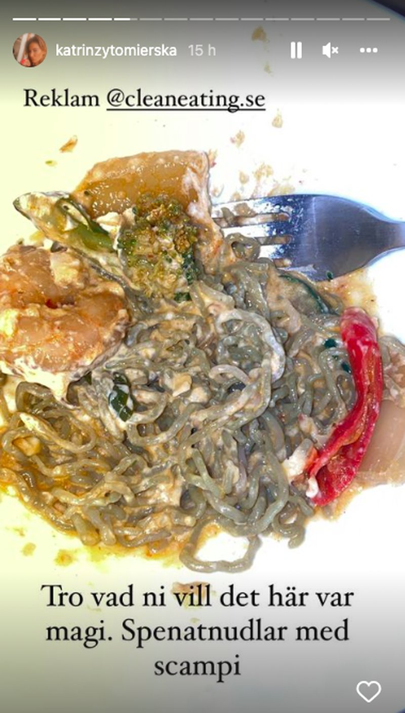Katrins spenatnudlar med scampi Katrins spenatnudlar med scampi