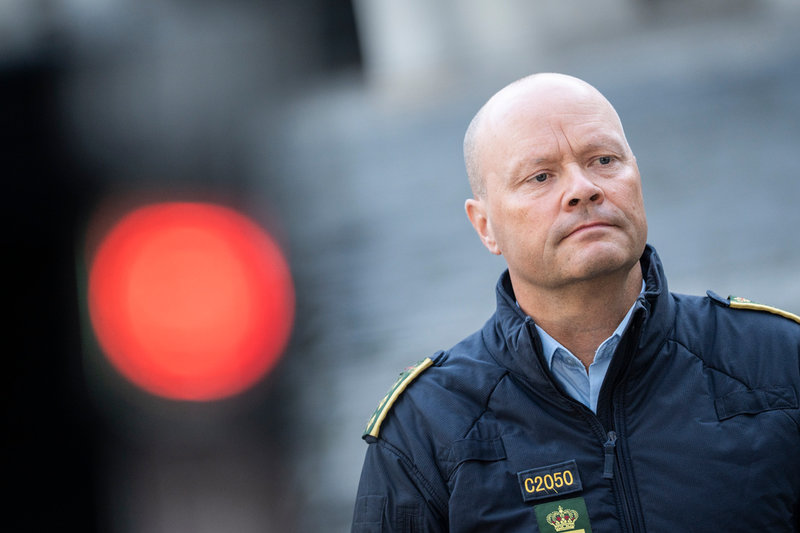 Polisinspektör Jens Jespersen under tisdagsmorgonens pressträff vid polisens högkvarter i Köpenhamn.