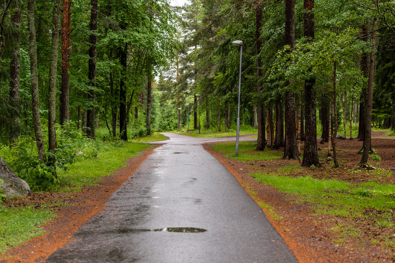 En cykelväg i stadsdelen Morö Backe i Skellefteå, där en pojke utsatte en flicka för grov våldtäkt och mordförsök i början av juli. Arkivbild
