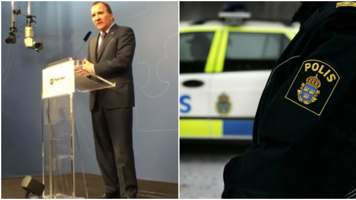 Stefan Löfven håller presskonferens med anledning av terrorattackerna i Bryssel. 