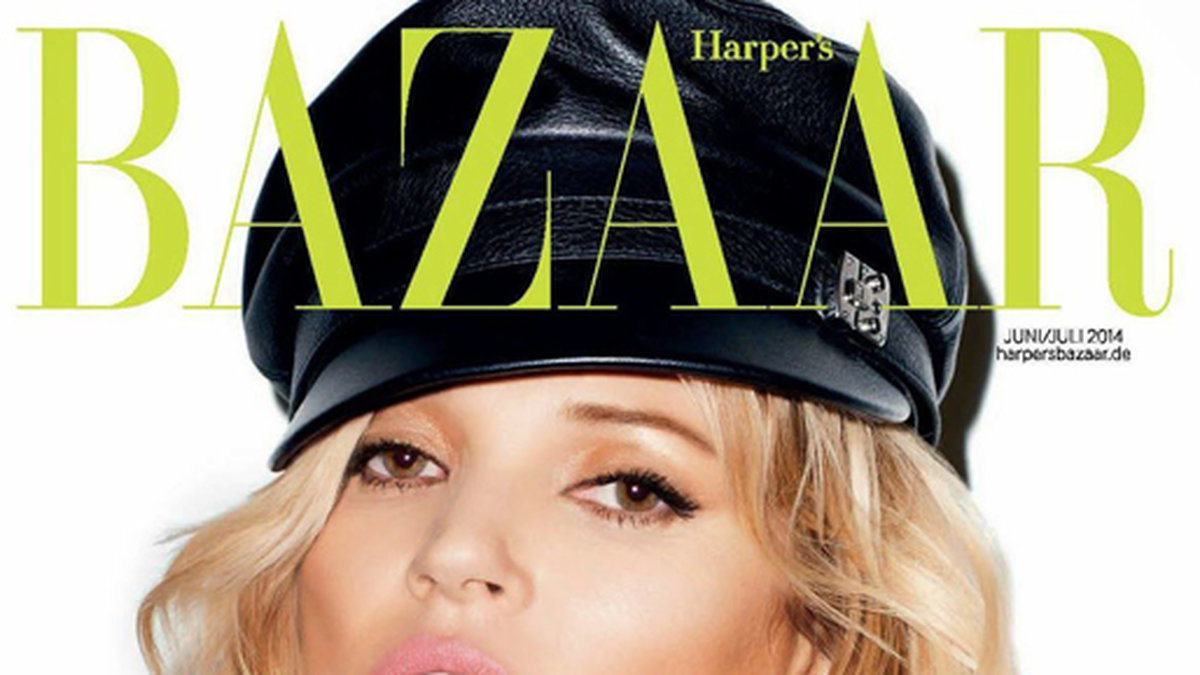 Kate Moss på omslaget av Harpers Bazaar.