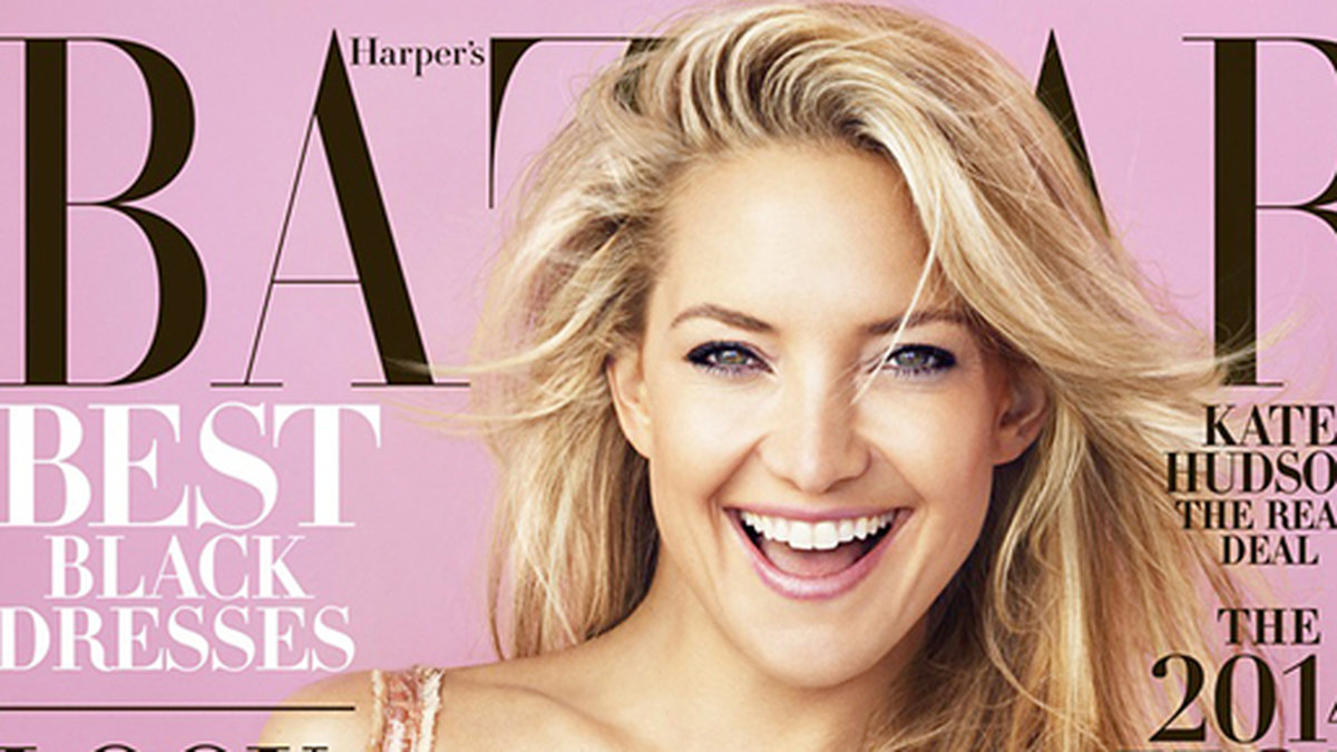 Kate Hudson på omslaget till Harpers Bazaar.