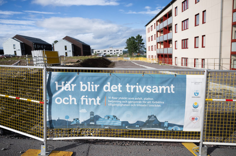 Nybyggda hus i Kiruna där bostäder rivs och flyttas för att ge plats åt gruvan. Ytterligare 6 000 personer kommer att behöva flytta inom tio år. Arkivbild.