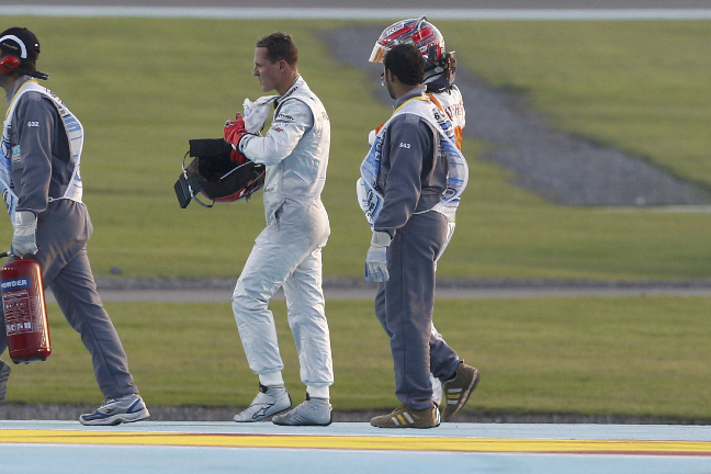 Både Schumacher och Liuzzi lämnade racet utan några synliga skadpr.