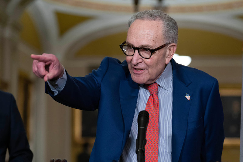 Senatens minoritetsledare, New York-demokraten Chuck Schumer, fotograferad i kongressbyggnaden Kapitolium i förra veckan. 