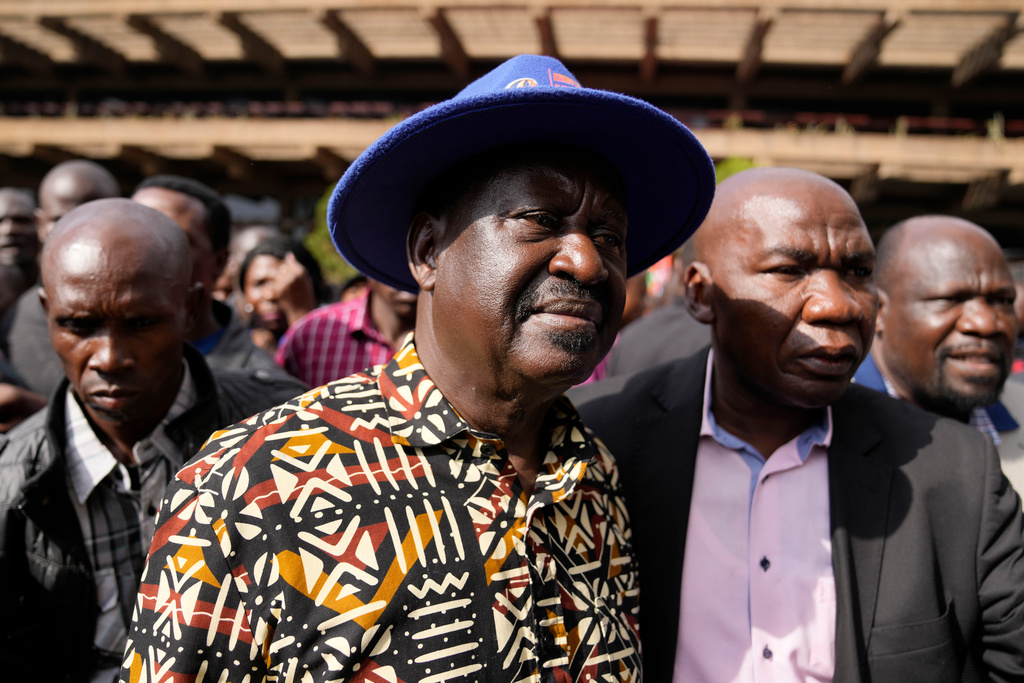Oppositionsledaren Raila Odinga i Nairobi i förra veckan.