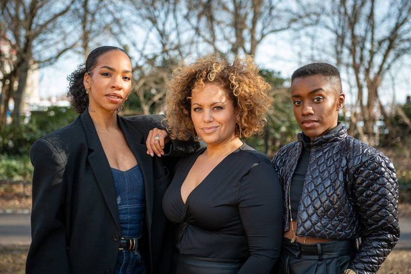 Janice Kavander (tv), Laila Adèle och Mary N’diaye (th) som spelade huvudrollerna i musikalen Dreamgirls. Foto: Samuel Steén/TT