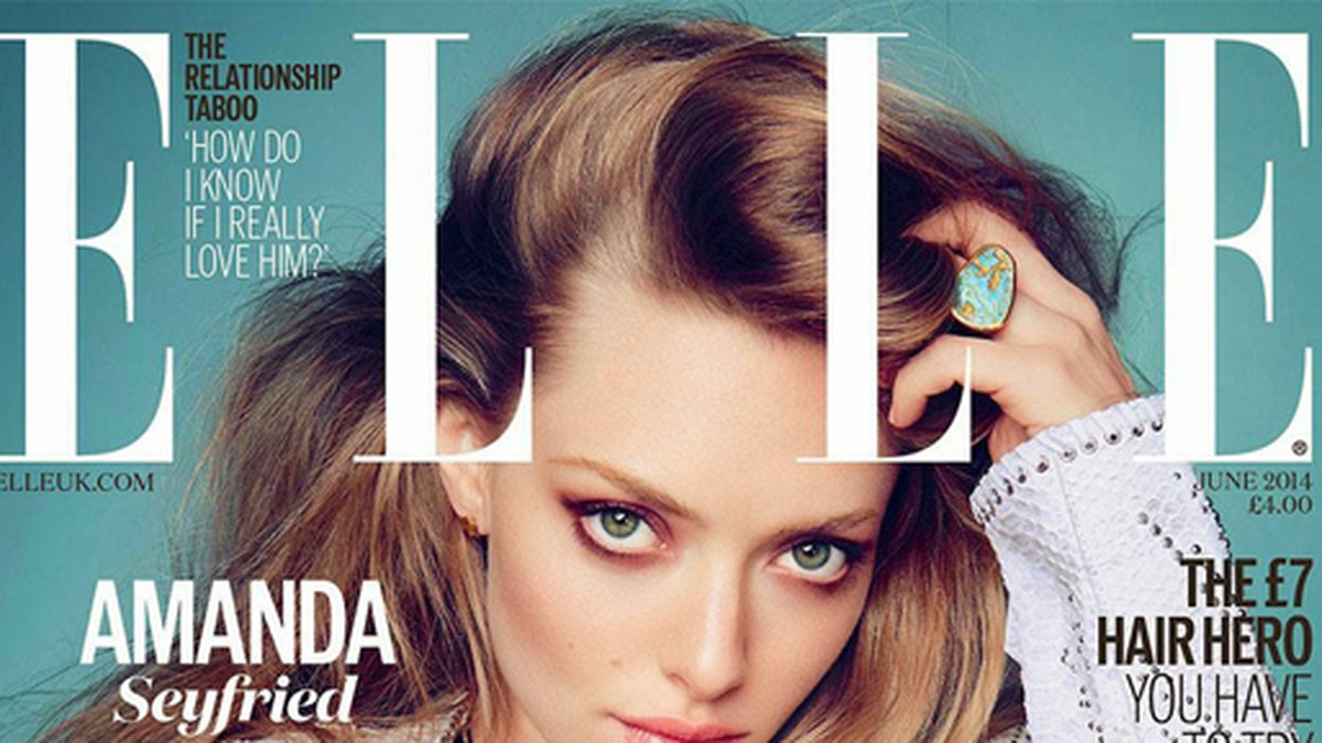 Amanda Seyfried på omslaget till Elle. 