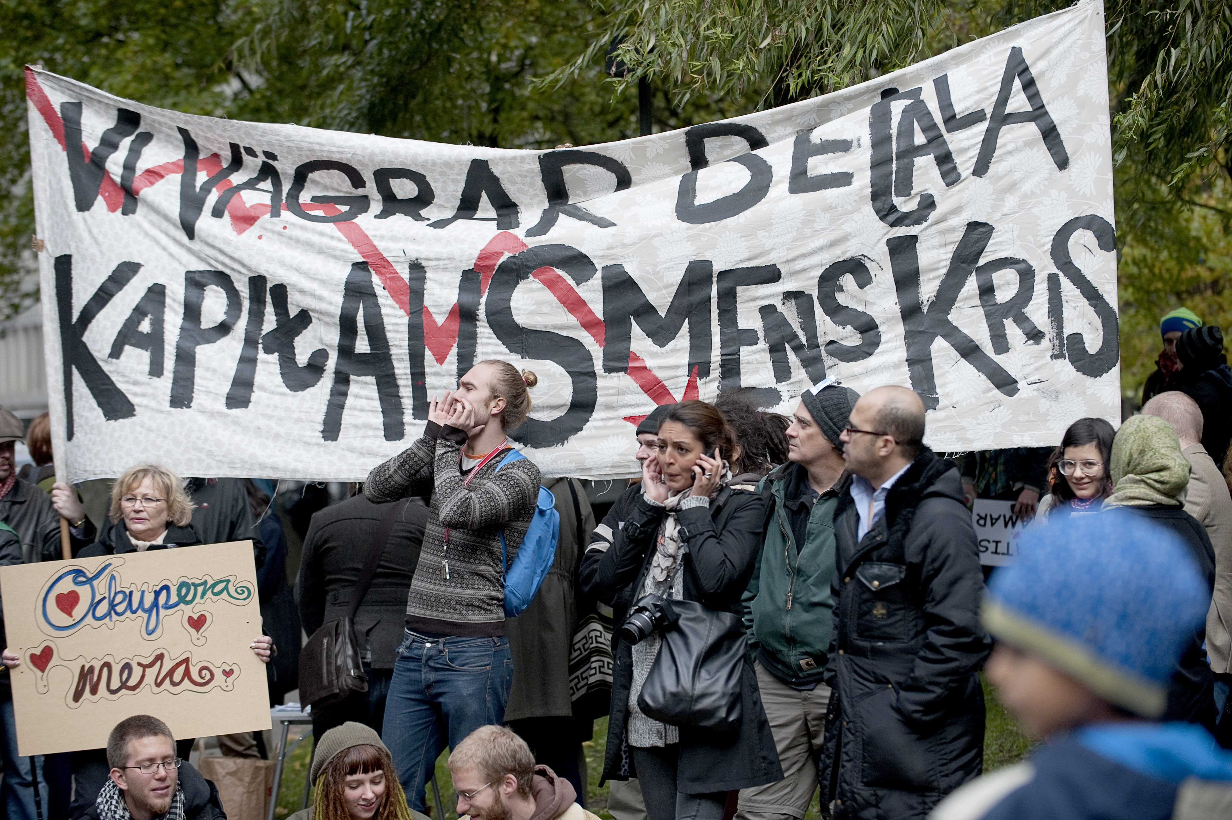 Demonstranter samlades bland annat i Stockholm under lördagen. Men fortsatta ockupationer är lätträknade.
