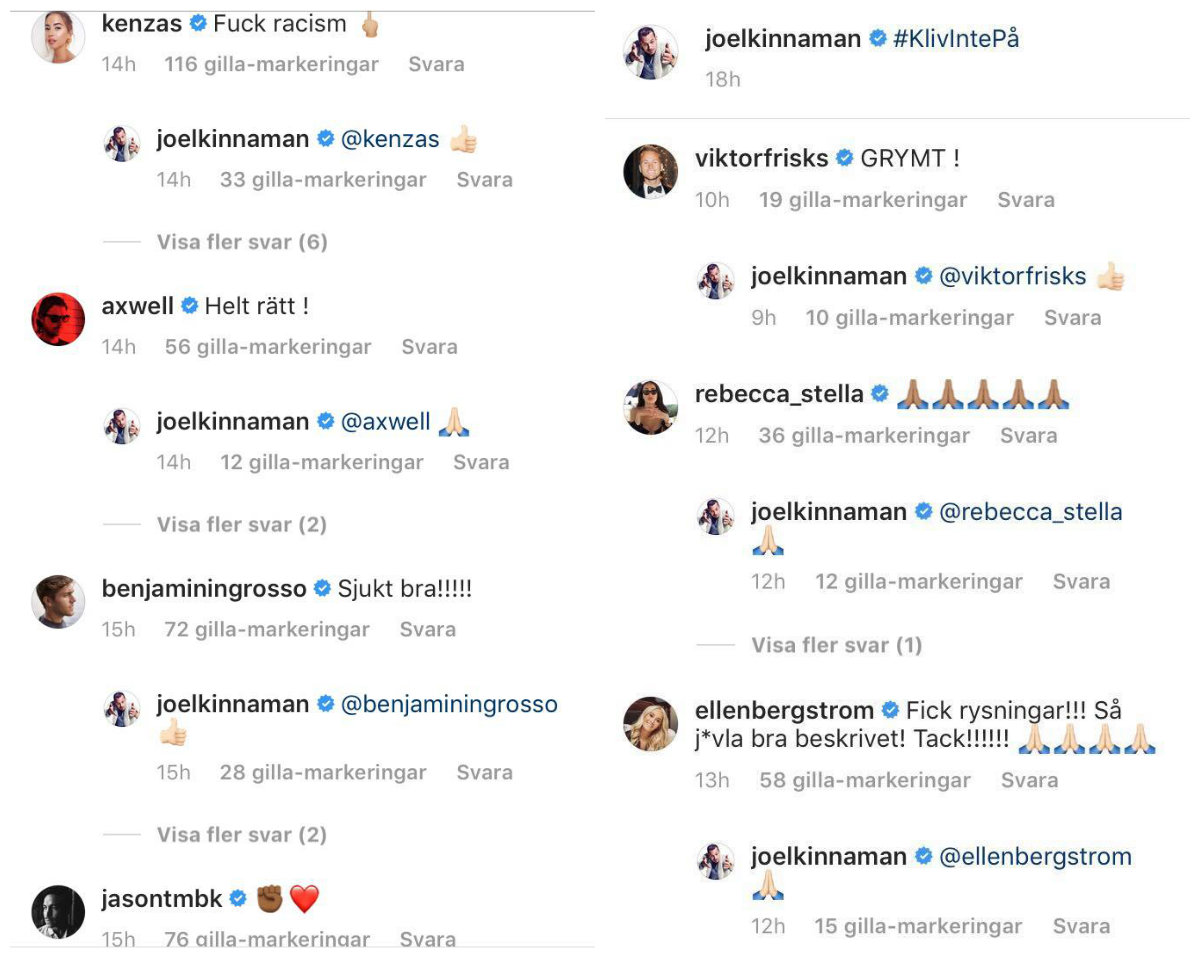Joel Kinnamans Instagram. Joel Kinnamans Instagram.