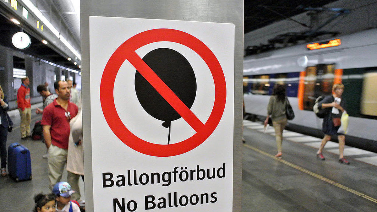 Ballongförbud i en tunnelbana. 