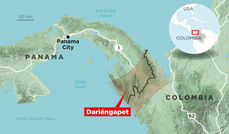 Det väglösa gränsområdet mellan Panama och Colombia kallas Dariéngapet.