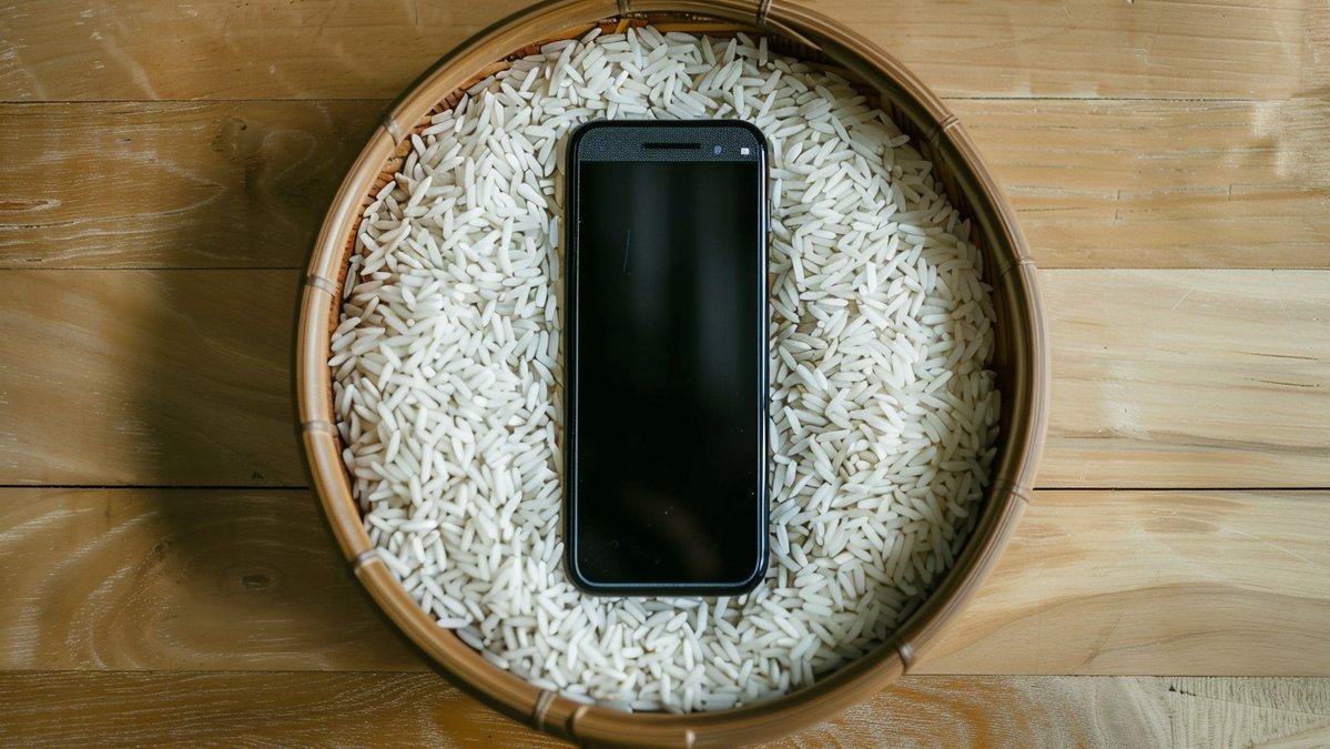Apple avråder från att lägga en blöt iPhone i ris.